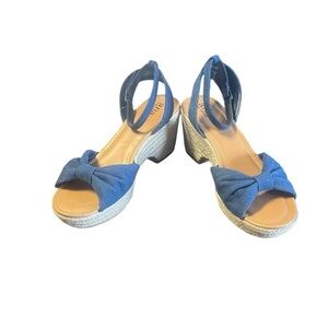 a.n.a Dukes Denim Wedge Sandals NWT‎